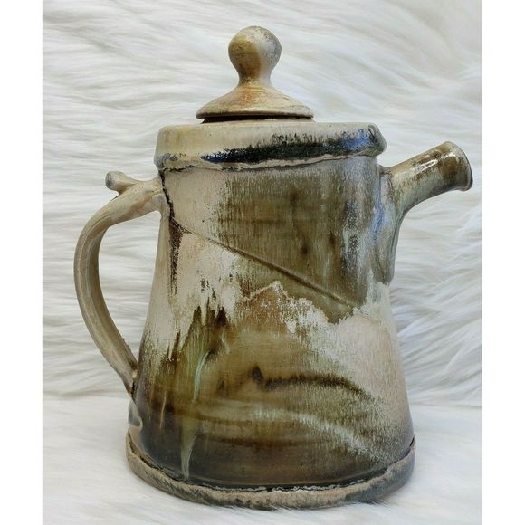 Other - Unmarked Beautiful Pottery Pitcher W/ Spout & Lid